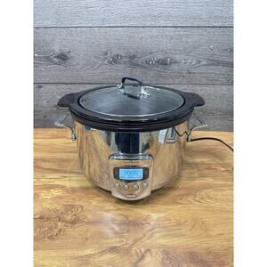 All-Clad SC03 Slow Cooker Stainless Steel Ceramic Electric Glass Lid Excellent